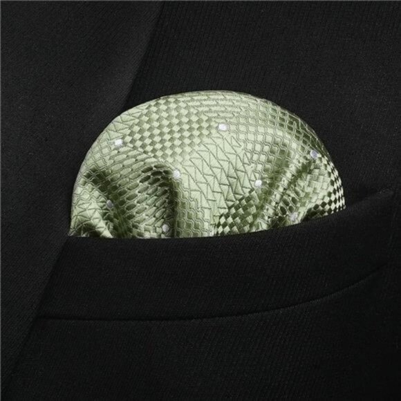 Check Plaid Self Tie Bow Tie and Pocket 02-green-1 - Picture 4 of 6